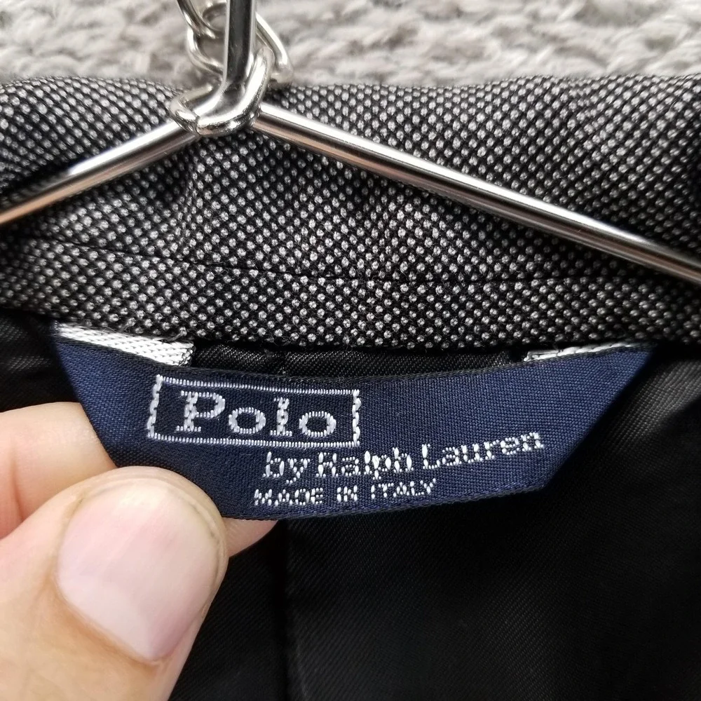 Polo By Ralph Lauren Blazer Mens 42 Gray Wool Check Sport Coat Jacket Made Italy
